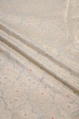 Grey Banarasi Silk Fabric with Rose Brocade Jaal