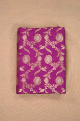 Magenta Pink Banarasi Silk Fabric with Floral Sona Rupa Work