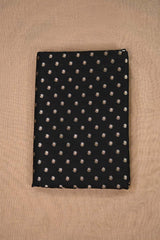 Black Banarasi Silk Fabric with Floral Gold Zari Work