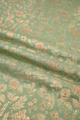 Pista Green Banarasi Silk Fabric with Meenakari Floral Jaal Design