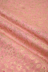 Pink Banarasi Silk Fabric with Meenakari Floral Jaal Design
