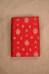 Red Raw Silk Fabric with Zari Meenakari Work