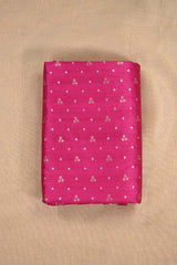 Pink Raw Silk Fabric with Gold and Silver Motifs