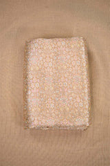 Sandalwood Peach Banarasi Chiniya Silk Fabric with Multicolor Floral Meenakari Work