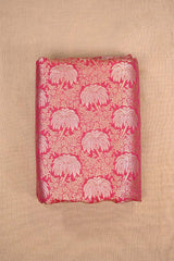 Pink Banarasi Silk Fabric with Floral Jaal Palm Tree Motifs