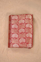 Maroon Banarasi Silk Fabric with Floral Jaal Palm Tree Motifs