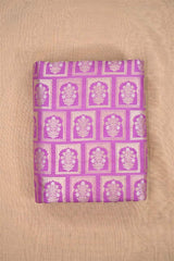 Violet Banarasi Silk Fabric with Floral Ornament Pattern