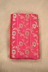 Rani Pink Banarasi Silk Fabric with Floral motifs