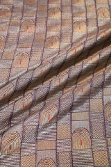 Deep Purple Banarasi Silk Fabric with Gold & Silver Zari
