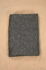 Charcoal Grey Chanderi Fabric with Delicate Floral Print