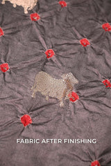 Grey Chiniya Silk Bandhani Fabric with Gold Zari Pichwai Motifs