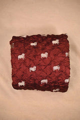 Cocoa Brown Chiniya Silk Bandhani Fabric with Gold Zari Pichwai Motifs