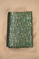 Bottle Green Banarasi Silk Brocade with Gold Zari Floral Motifs