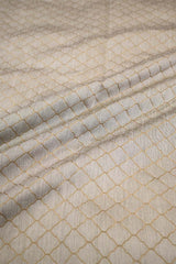 Sage Green Semi Cotton Silk Fabric with Tanchui Resham Geometric Patterns