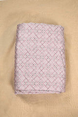 Dusty Pink Semi Cotton Silk Fabric with Tanchui Resham & Block Print Design