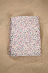 Peach Cotton Silk Fabric with Tanchui Resham & Vertical Floral Block Print