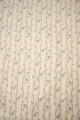 Cream Semi Cotton Silk Fabric with Tanchui Resham & Floral Block Print