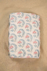 Beige Cotton Silk Fabric with Tanchui Resham & Vertical Floral-Paisley Block Print