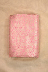 Pink Banarasi Silk Fabric with Gold Zari Floral Meenakari Brocade