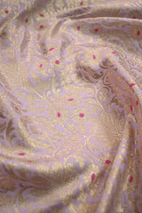 Lilac Banarasi Silk Fabric with Gold Zari Floral Meenakari
