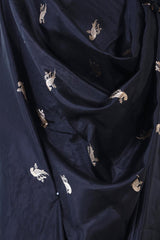Black Banarasi Silk Dupatta with Bird Motifs