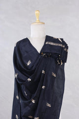 Black Banarasi Silk Dupatta with Bird Motifs