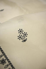Anushka Inspired White Kora Organza Unstitched Suit with Black Dupatta