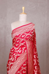 Pink Georgette Saree with Mayur Floral Work