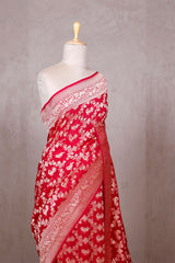 Pink Georgette Saree with Mayur Floral Work