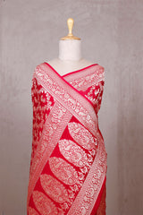 Pink Georgette Saree with Mayur Floral Work