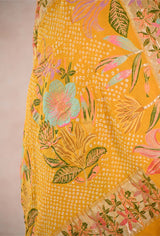 Sun Yellow Banarasi Georgette Khaddi Bandhani Saree with Paithani Asawali Border