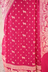 Pink Georgette khaddi Saree Pichwai Motifs and Floral Butis