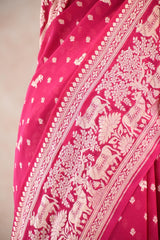 Pink Georgette khaddi Saree Pichwai Motifs and Floral Butis