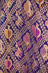 Ink Blue Georgette Bandhani Saree with Paithani Border and Gharchola Pallu