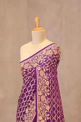 Purple Bandhej Georgette Khaddi Silk Saree with Zari Weave