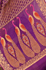 Purple Bandhej Georgette Khaddi Silk Saree with Zari Weave