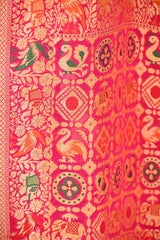 Vibrant Pink Georgette Silk Saree with Mayur Motifs & Gharchola Pallu