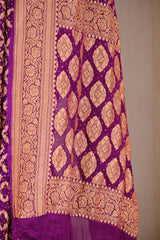Purple Georgette Khaddi Saree with Bandhej Print and Jaal