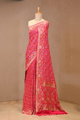 Rani Pink Georgette Khaddi Saree with Bandhani and Zari