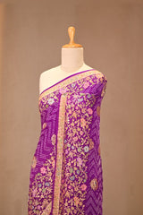 Deep Purple Georgette Khaddi Saree with Minakari Bandhani