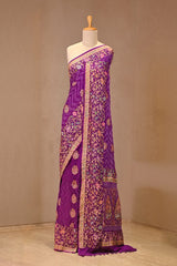 Deep Purple Georgette Khaddi Saree with Minakari Bandhani