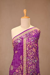 Deep Purple Georgette Khaddi Saree with Minakari Bandhani