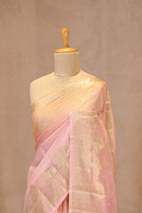 Soft Pink Kota Saree with Water Gold Zari Border & Brocade Pallu