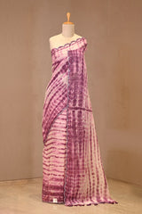 Wine Kota Doria Saree with Shibori Tie-Dye Print