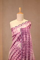 Wine Kota Doria Saree with Shibori Tie-Dye Print