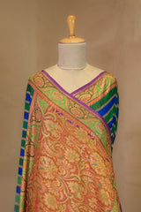 Green-Blue Rangkat Banarasi Tussar Khaddi Silk Saree