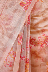 Sand Beige Floral Printed Mulmul Cotton Saree