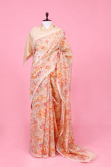 Cotton saree, Mulmul Cotton Sarees, Pure Cotton Saree, Soft Cotton Saree, Beige Floral Printed saree