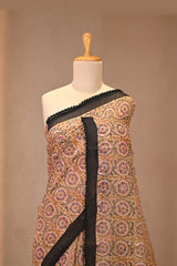 Mustard Yellow Mulmul Cotton Saree with Mirror Work