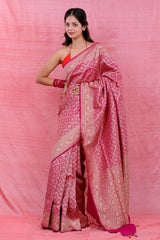 Rani Pink Geometrical Party wear silk Sarees
